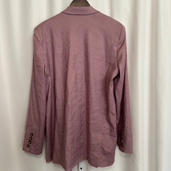 NWT Anthropologie Maeve Double Breasted‎ Linen Blazer Lilac Sz 12 Modern Career - Picture 8 of 11